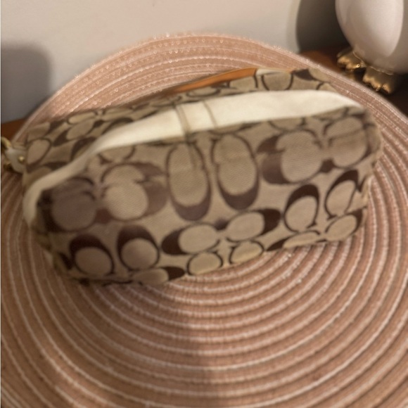 Coach Mini Handbag - Optic C Tan brown Stripe Leather Strap 90s Y2K - Picture 4 of 16